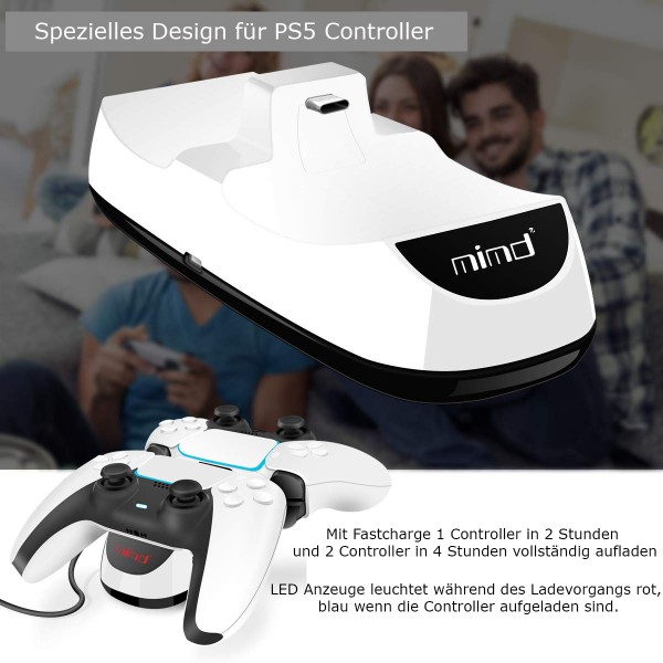 Dual Ladestation passend für PS5 Wireless Controller mit LED Ladestandsanzeige