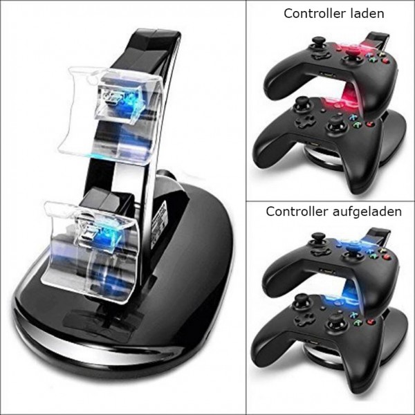 Twin Ladestation passend für Xbox ONE Wireless Controller mit LED Ladestandsanzeige