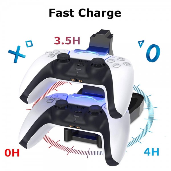 Twin Ladestation passend für PS5 Wireless Controller mit visueller LED Ladestandsanzeige