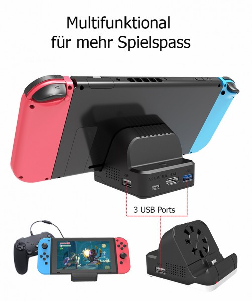 Multifunktions Dockingstation mit Lüfter passend für Nintendo Switch